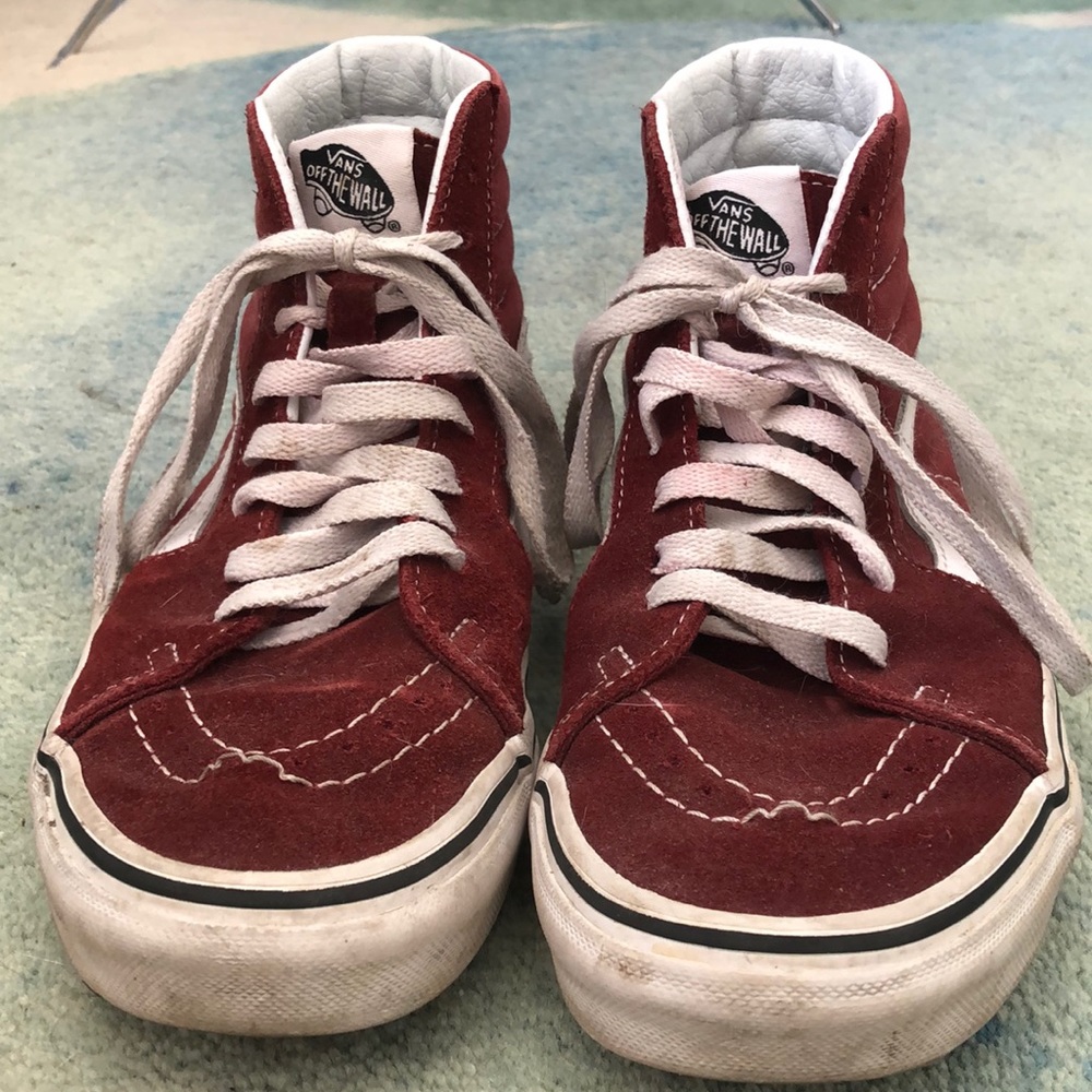 Burgundy high top Vans